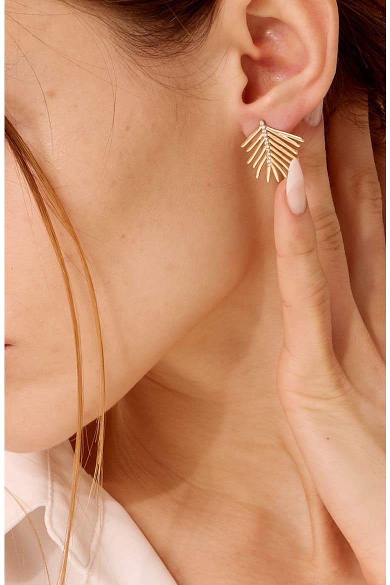 Palm Leaf Earrings, Alternate, color, Gold