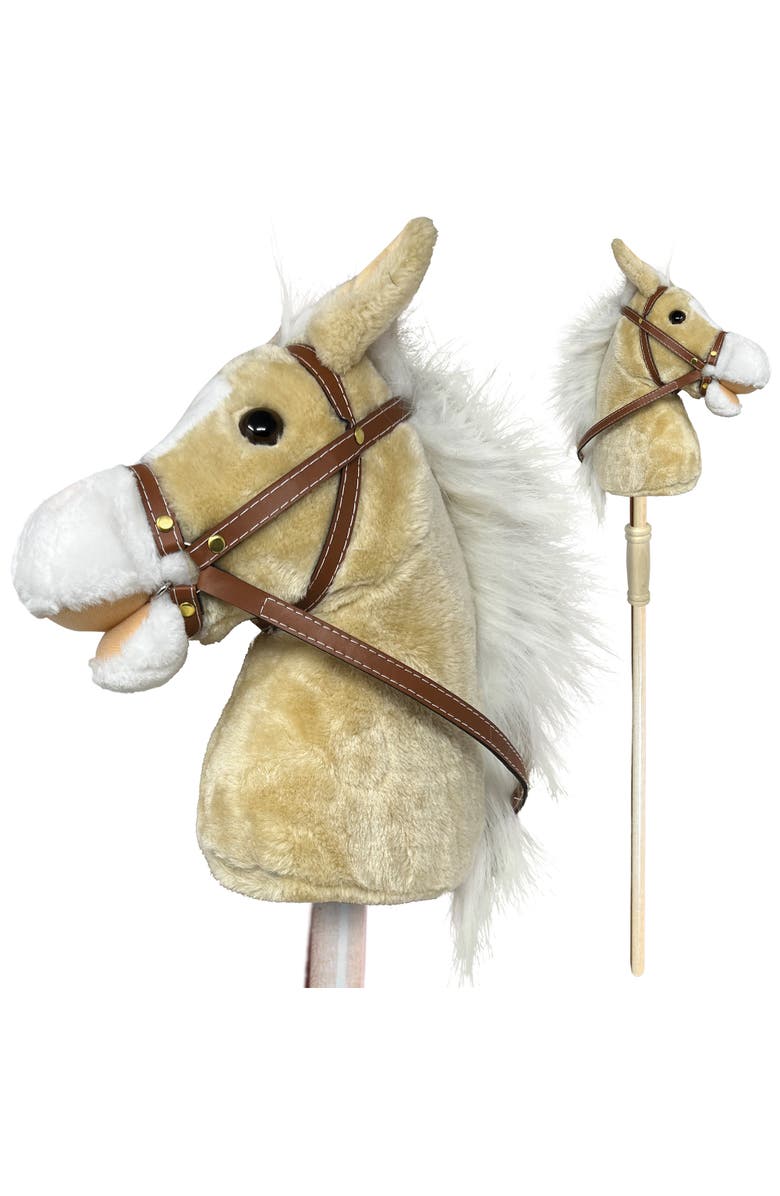Playful Minds Stick Pony Palomino Tan Brown, 34 Inches Wood Stick Rideon, Main, color, Multicolored
