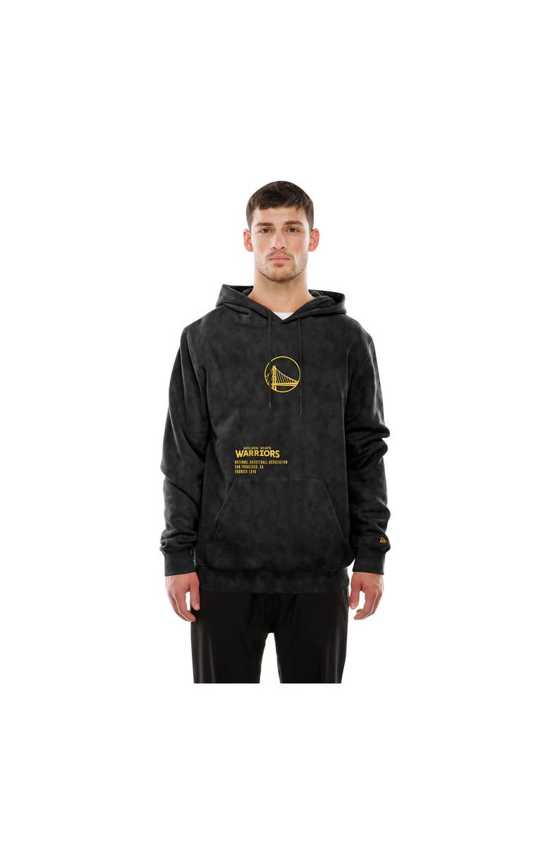 New Era Men's New Era  Black Golden State Warriors Sport Night Mineral Wash Pullover Hoodie, Alternate, color, 