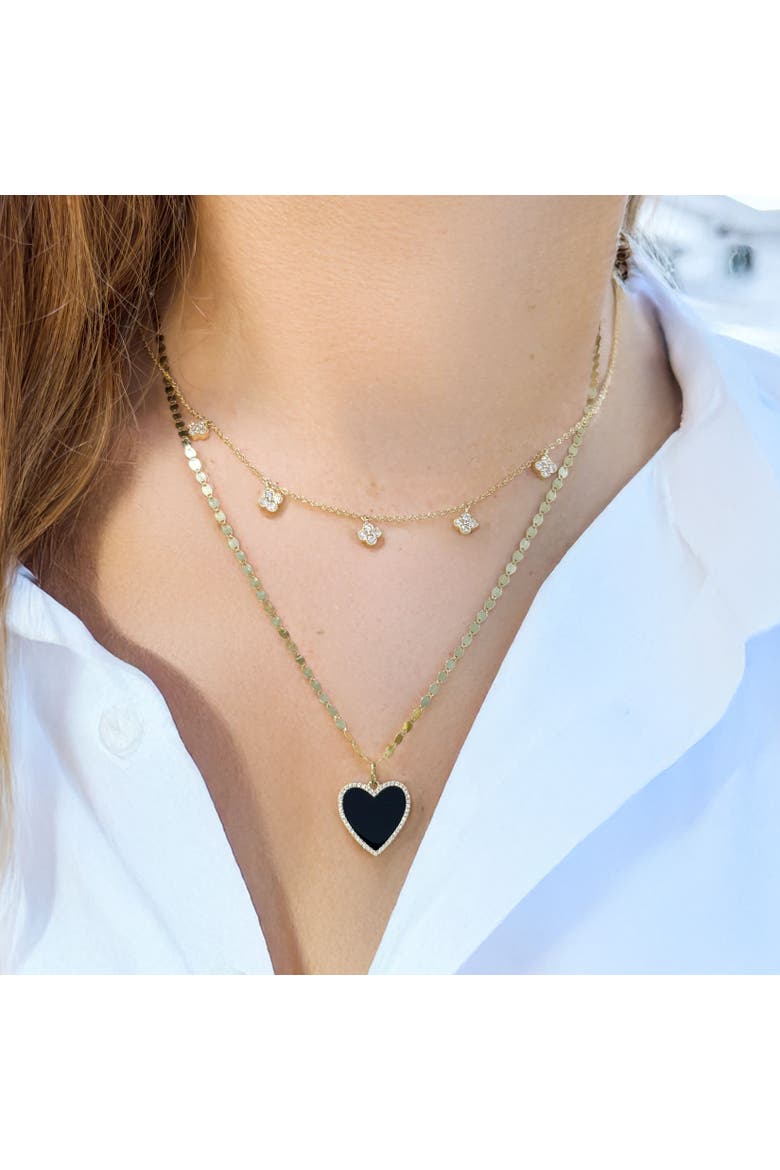 Diamond Clover Dangle Necklace, Alternate, color, Yellow Gold