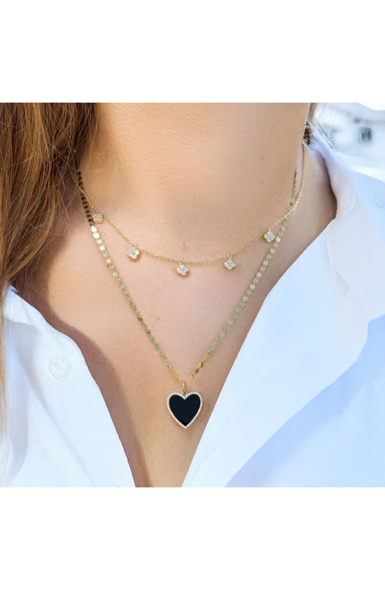 The Lovery Fine Jewelry Diamond Clover Dangle Necklace, Alternate, color, Yellow Gold