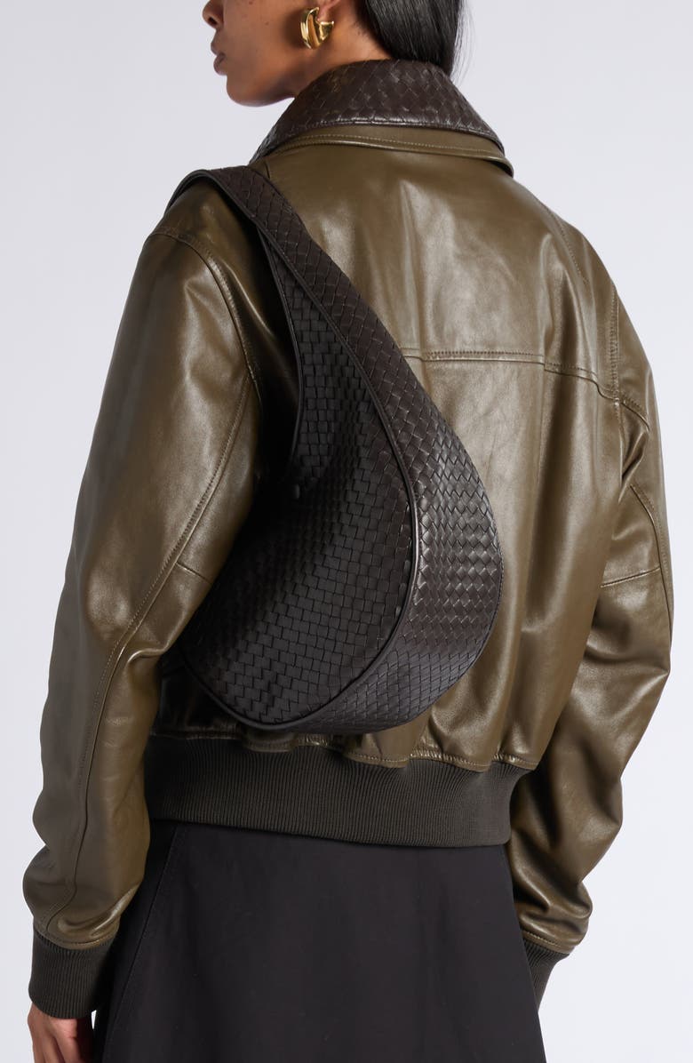Bottega Veneta Small Ovetto Intrecciato Leather Shoulder Bag, Alternate, color, 2094 Espresso-Brass V