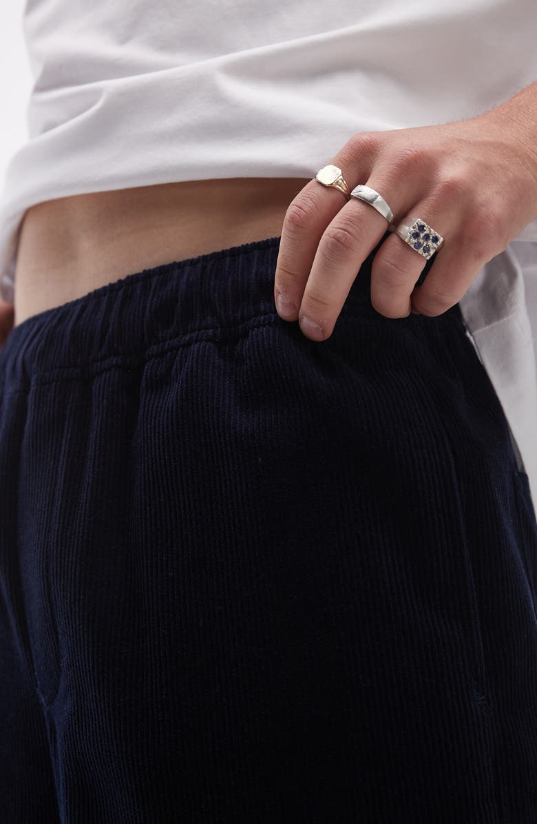 Topman Wide Leg Corduroy Pants, Alternate, color, Navy