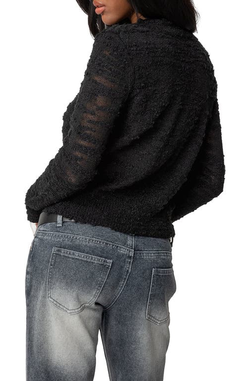 Edikted Georgie Textured Knit Cardigan In Black