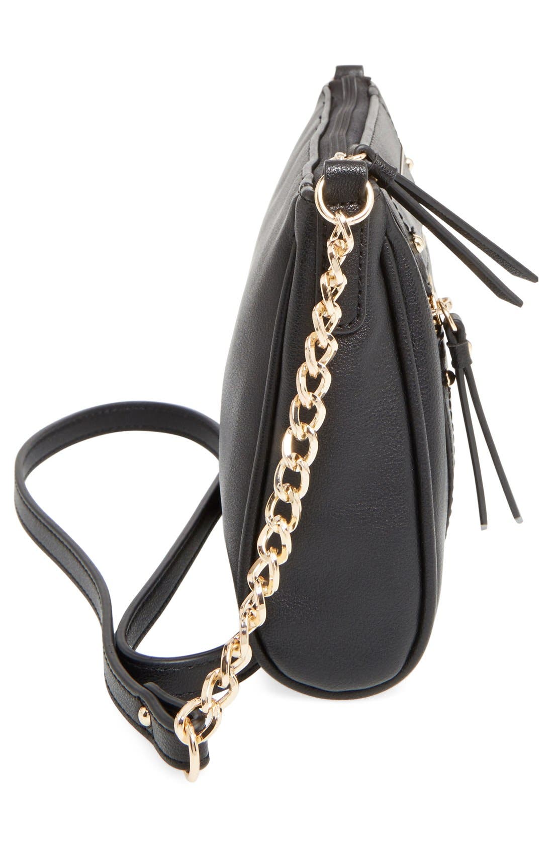 BP. Zip Front Faux Leather Crossbody Bag, Alternate, color, 