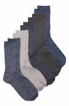 NORDSTROM RACK Assorted 5-Pack Marl Rib Crew Socks