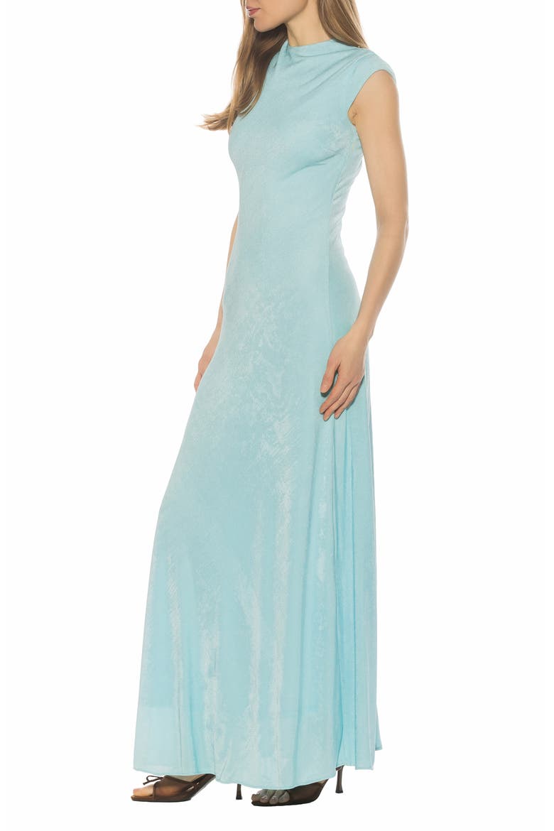 Nalani Mock Neck Maxi Dress, Alternate, color, HALOGEN BLUE