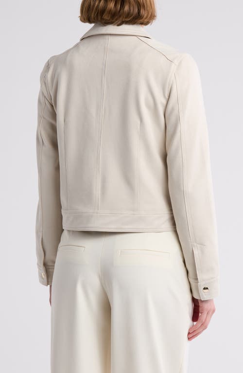 Elie Elie Tahari Collared Faux Suede Jacket In Bone