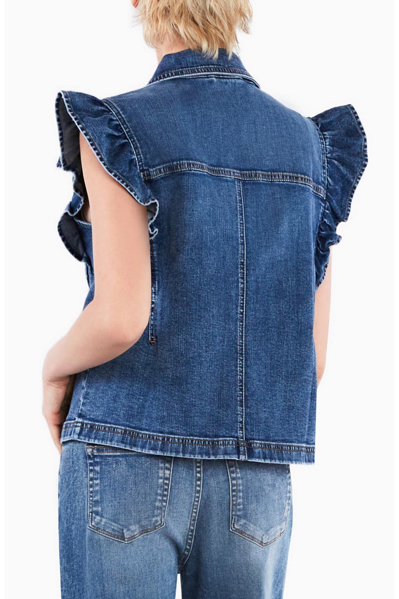 Ruffle Denim Vest, Alternate, color, SHARK BLUE
