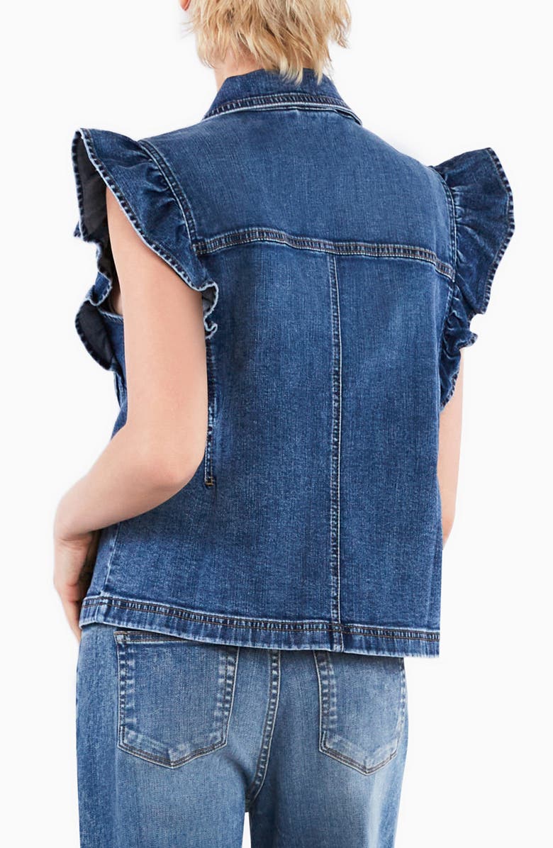 Wash Lab Denim Ruffle Denim Vest, Alternate, color, Shark Blue