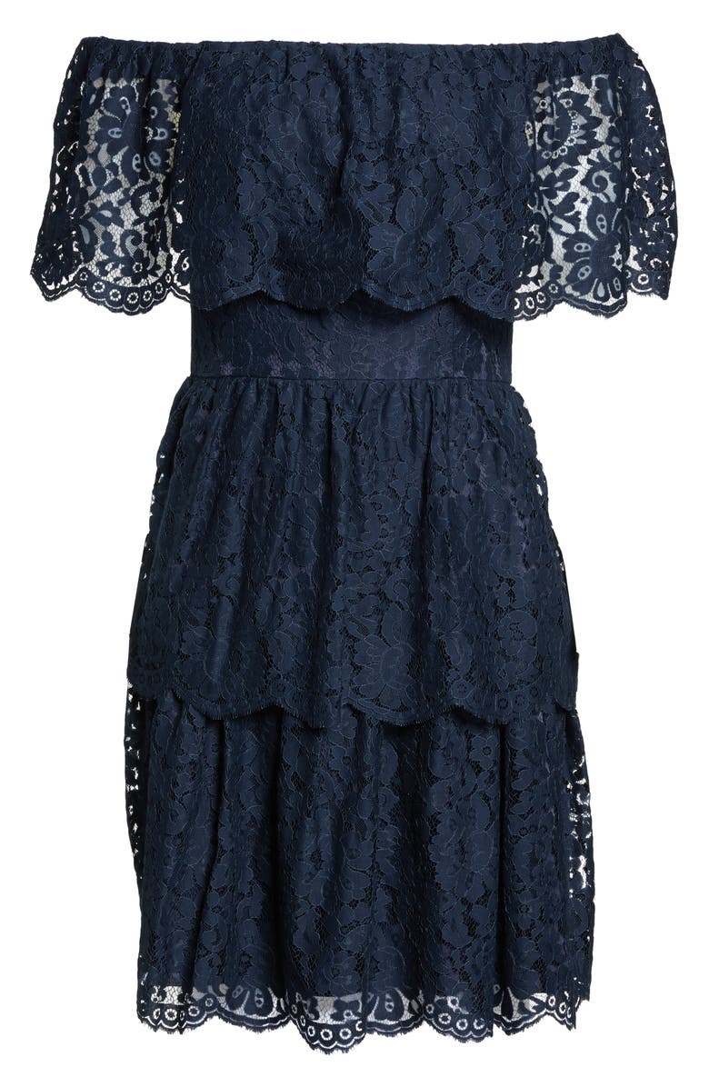 Eliza J Lace Off the Shoulder Dress, Alternate, color, 