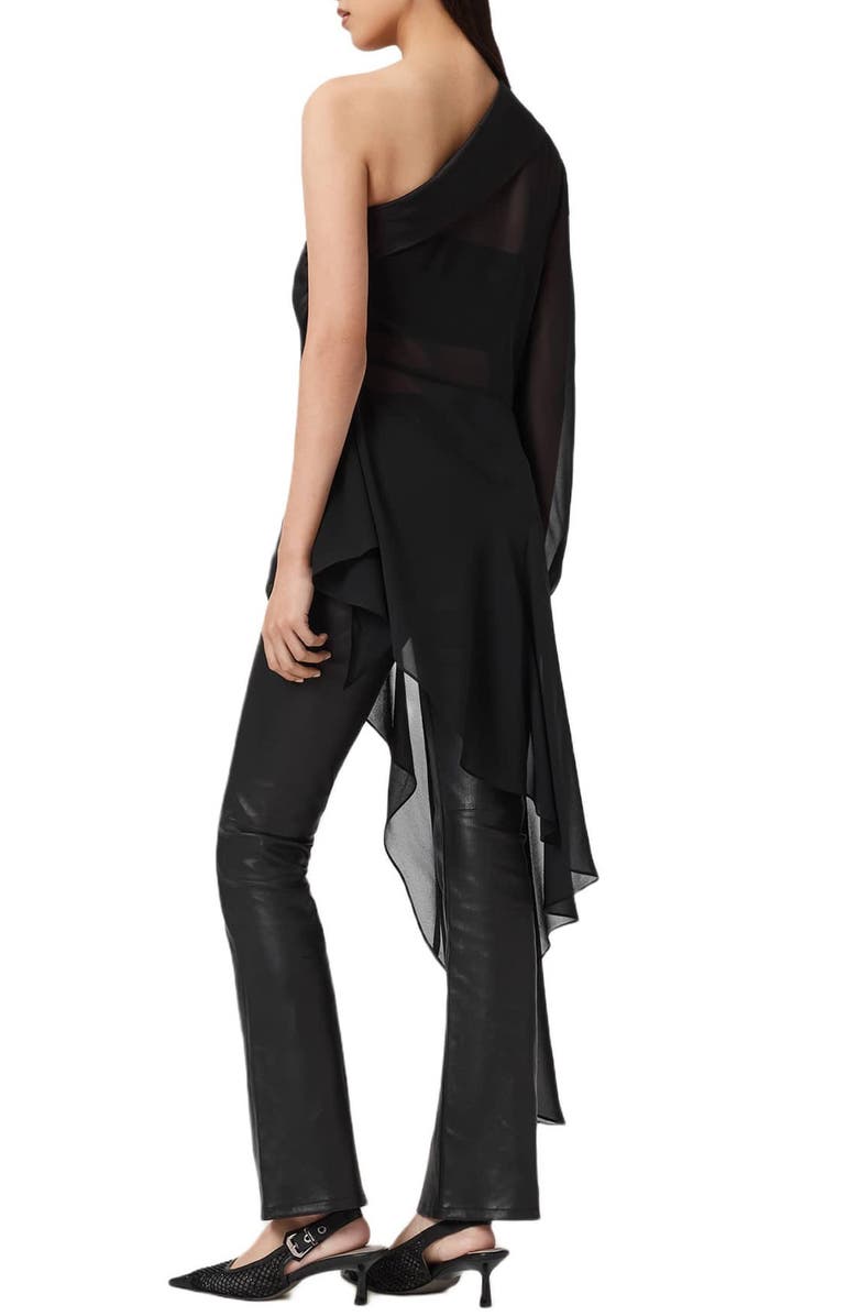 AllSaints Anaya Asymmetric Sheer Chiffon Top, Alternate, color, Black