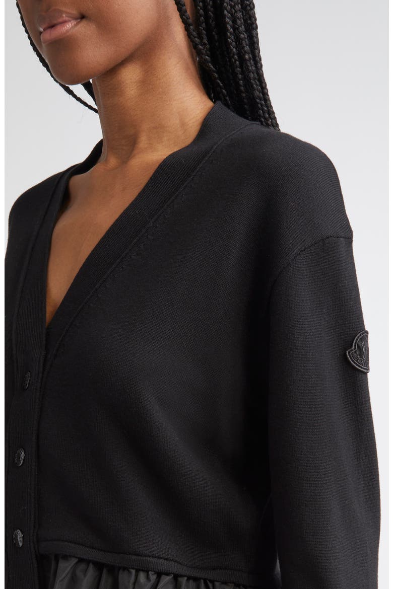 Flounce Hem Cardigan, Alternate, color, BLACK