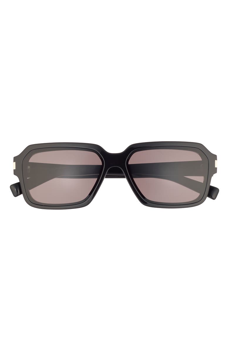 Saint Laurent 59mm Rectangular Sunglasses, Main, color, Black Black Grey