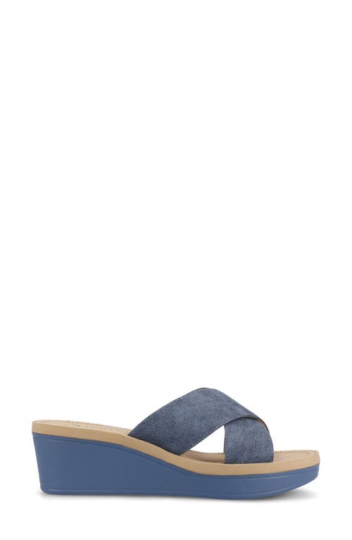 Shop Journee Collection Biara Platform Wedge Sandal In Denim