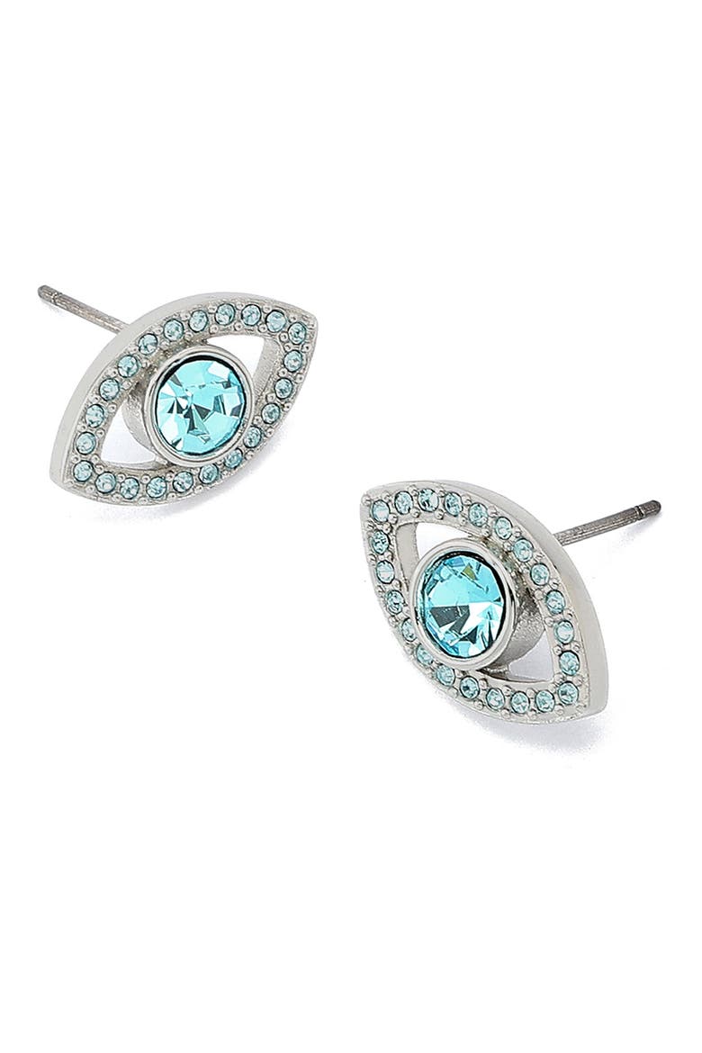 Pavé Evil Eye Stud Earrings, Alternate, color, BLUE