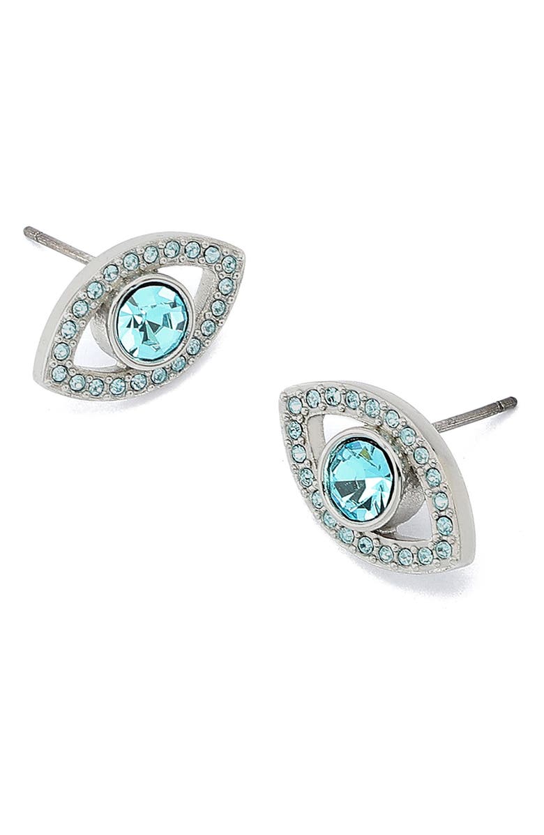 Kurt Geiger London Pavé Evil Eye Stud Earrings, Alternate, color, Blue