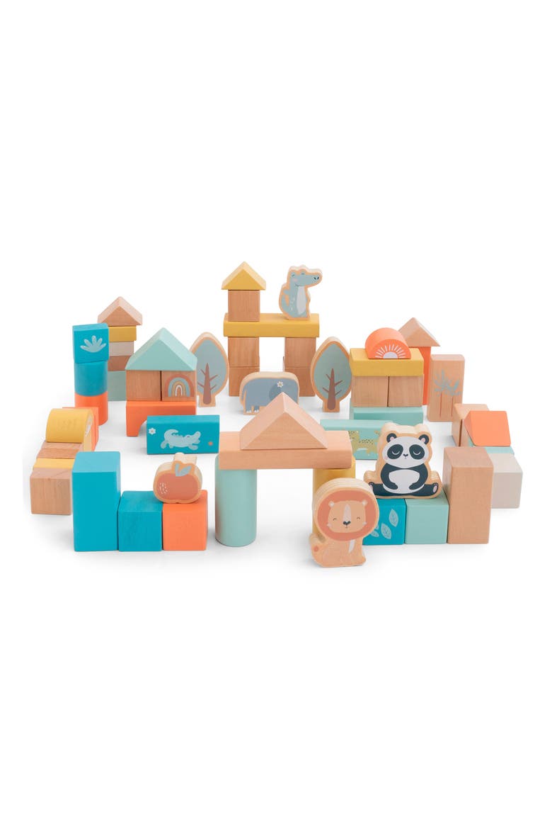 Wooden Building Block Playset, Main, color, MULTI