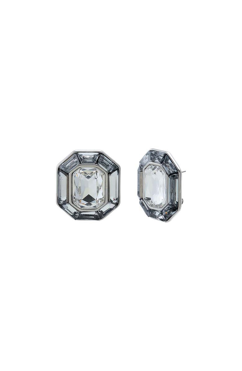 BY ADINA EDEN Fancy Grey Octagon Stud Earring, Main, color, Silver