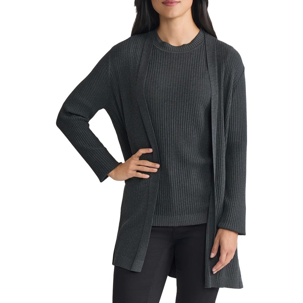 Jones New York Sutton Rib Cardigan In Gray