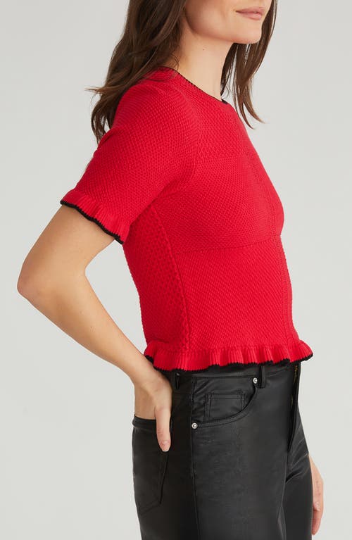 Shop 525 Caroline Mix Stitch Knit Top In Cherry Red Multi