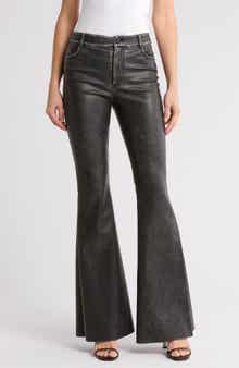 Alice + Olivia Brent High Rise Faux Leather Bell Bottom Pants