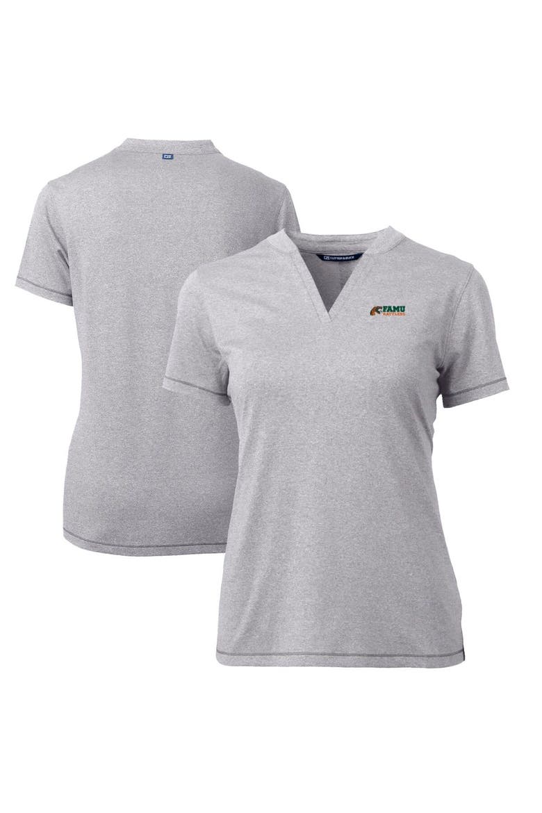 Women's Cutter & Buck Heather Gray Florida A&M Rattlers Forge Blade V-Neck Top, Main, color, Heather Gray