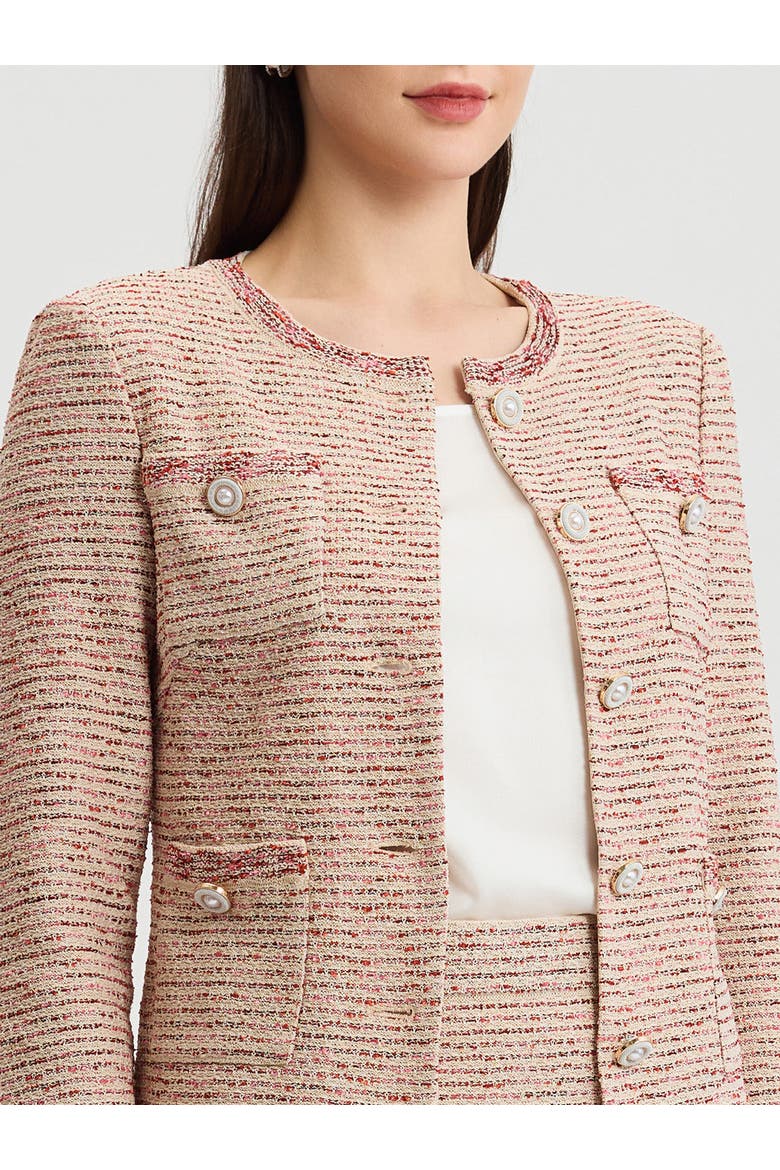Heritage Ribbon Tweed Knit Jacket, Alternate, color, Honeysuckle/Russet/Biscotti
