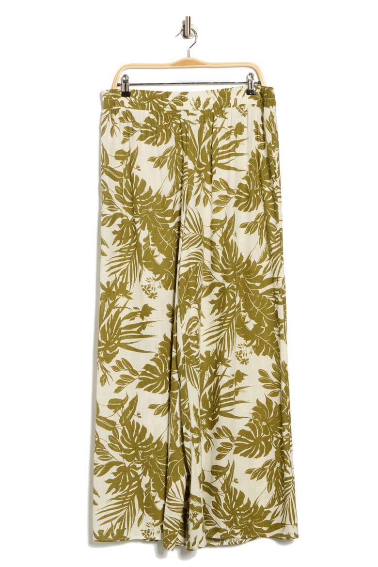 Tropical Print Wide Leg Pants, Alternate, color, OLIVE