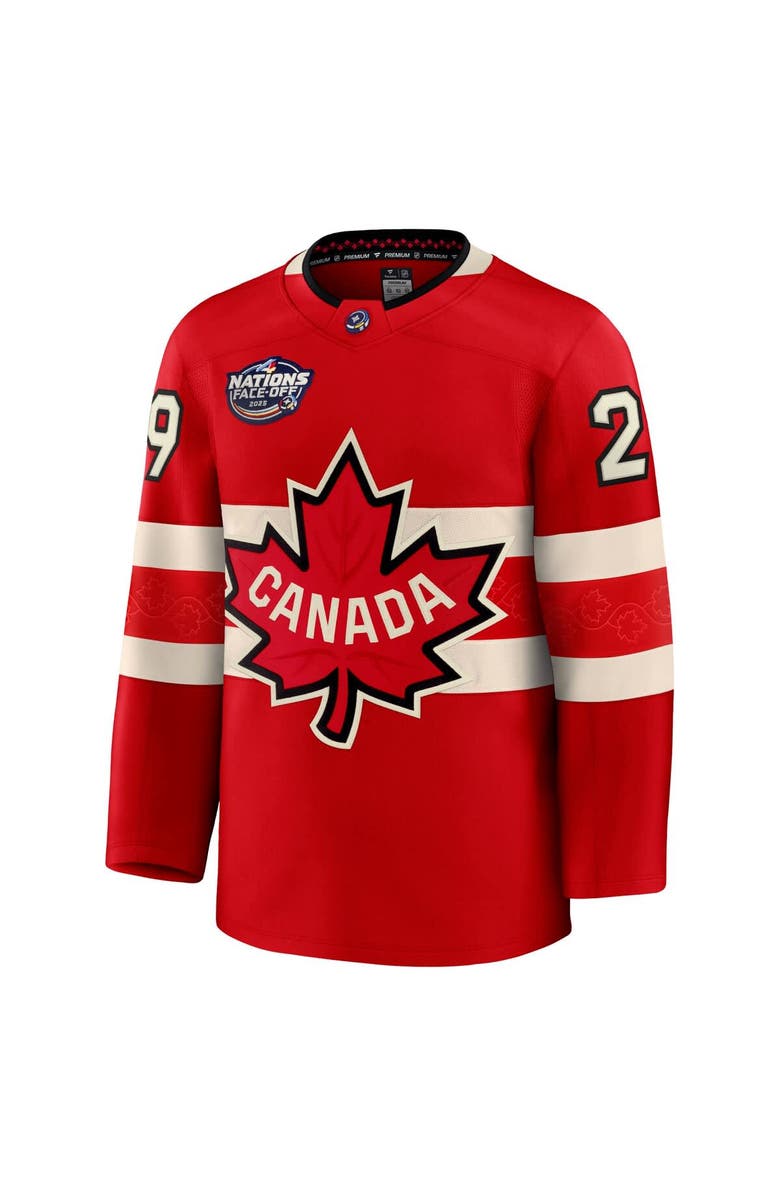 FANATICS Men's Fanatics Nathan MacKinnon Red Canada 2025 4 Nations Face-Off Premium Jersey, Alternate, color,