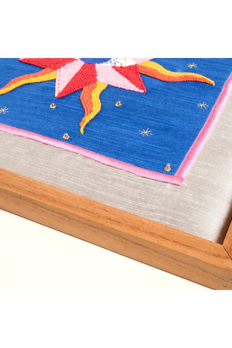 Dadri Eye Handmade Beaded Wooden Decorative Artisan Table, Alternate, color, Blue