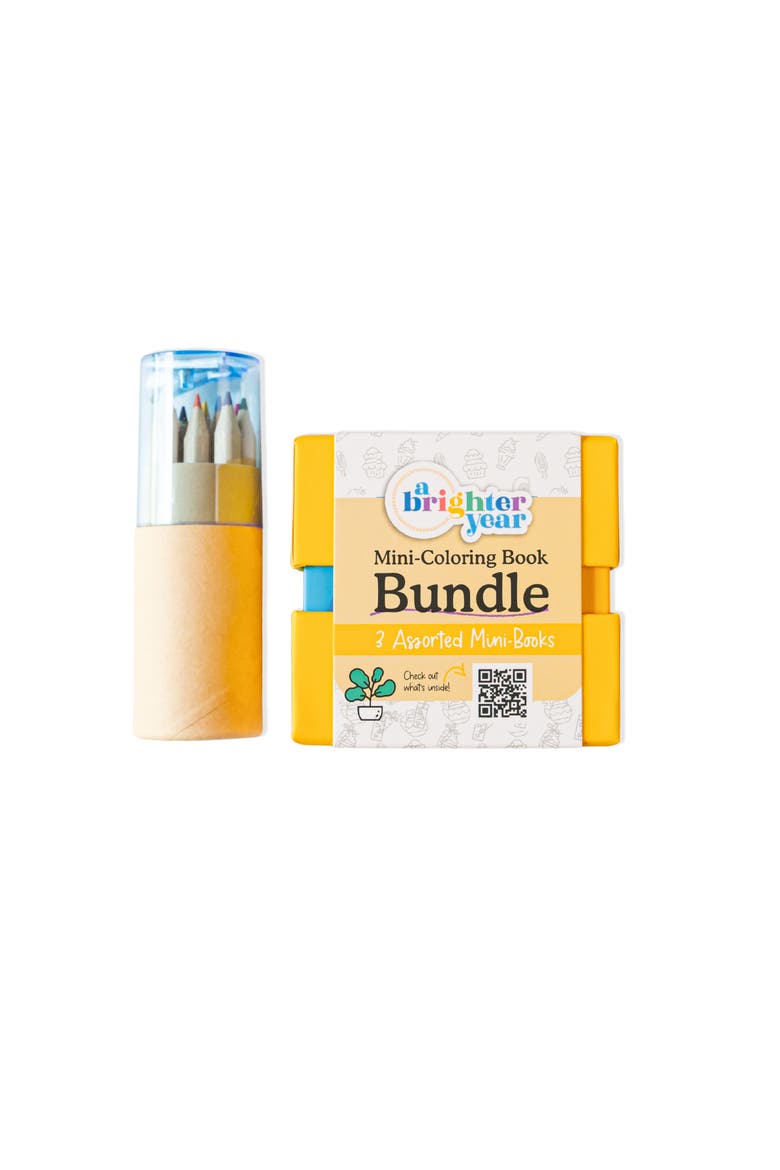3-Piece Mini Adult Coloring Book + Pencil Bundle, Main, color, Multicolor