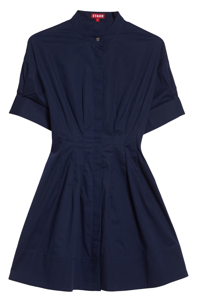 STAUD Lorenza Stretch Cotton Mini Shirtdress, Alternate, color, Navy