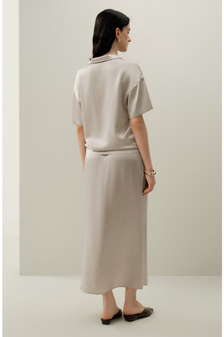 Women's Washable Silk Charmeuse Pull-on Skirt, Alternate, color, Silvergray