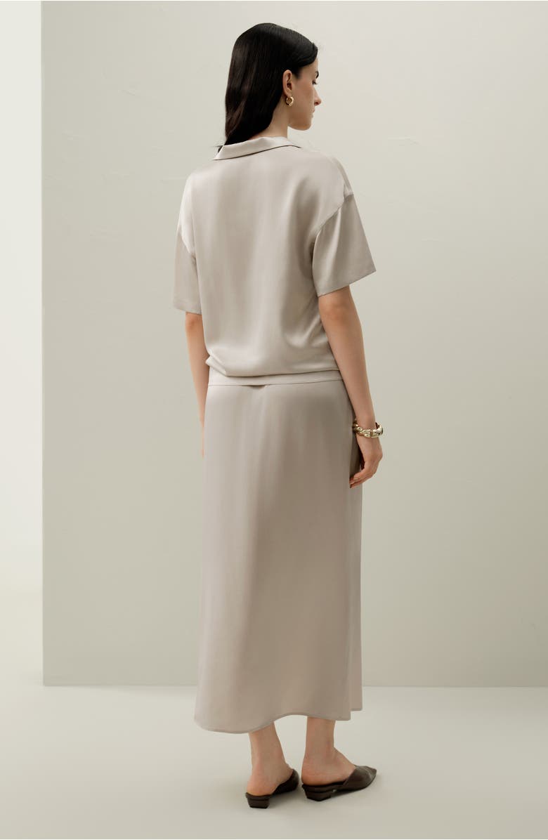 Lilysilk Washable Silk Charmeuse Pull-on Skirt, Alternate, color, Silvergray