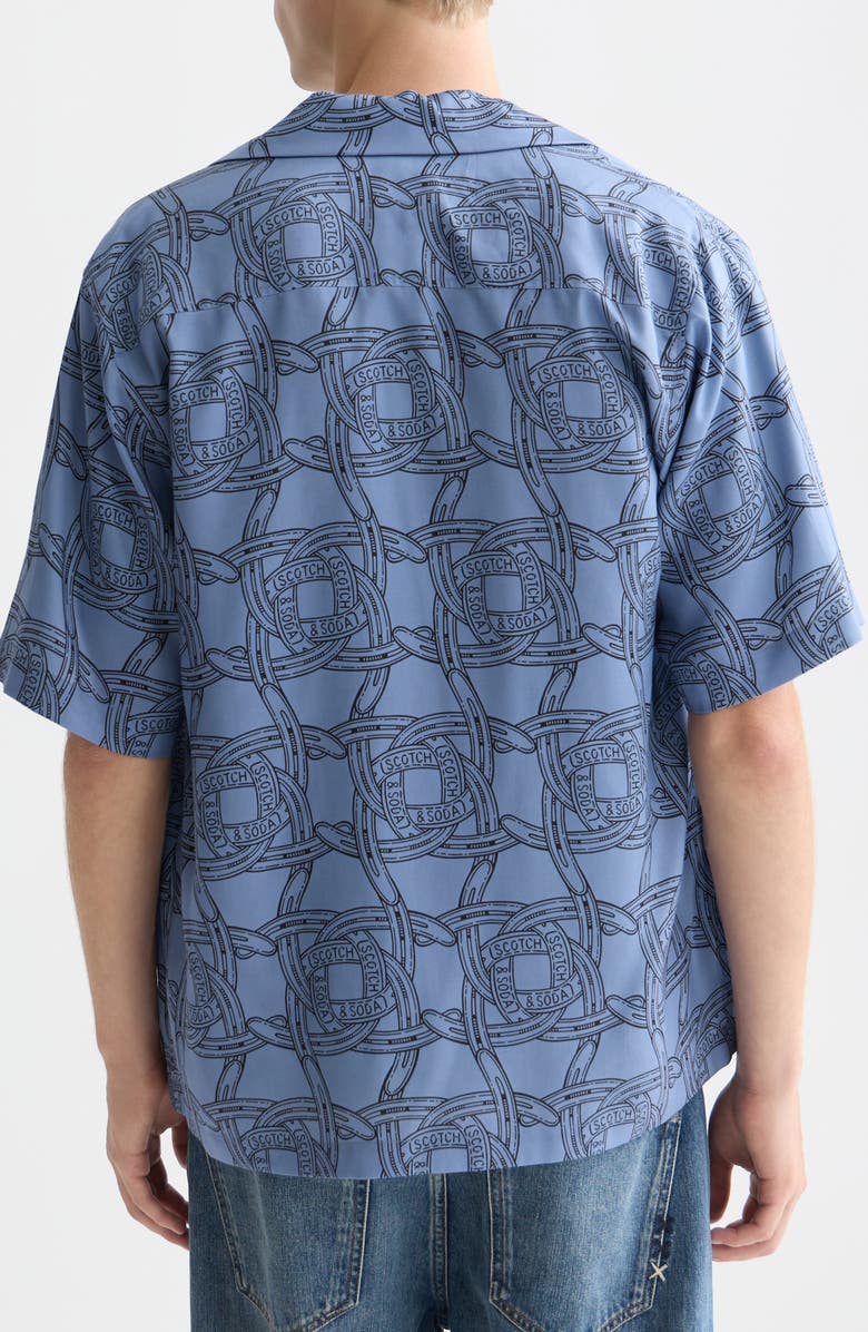 Scotch & Soda Horseshoe Print Camp Shirt, Alternate, color, Horseshoes Infinity