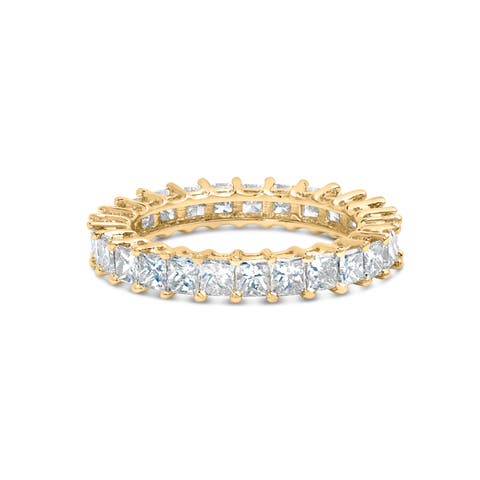 14K Yellow Gold 3.0 Cttw Shared Prong-Set Princess-cut Diamond Eternity Band Ring