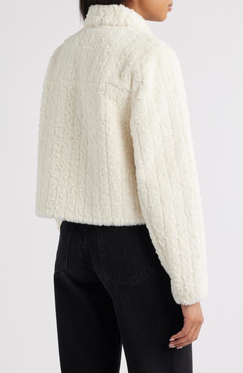 Bernardo Faux Shearling Crop Jacket In White