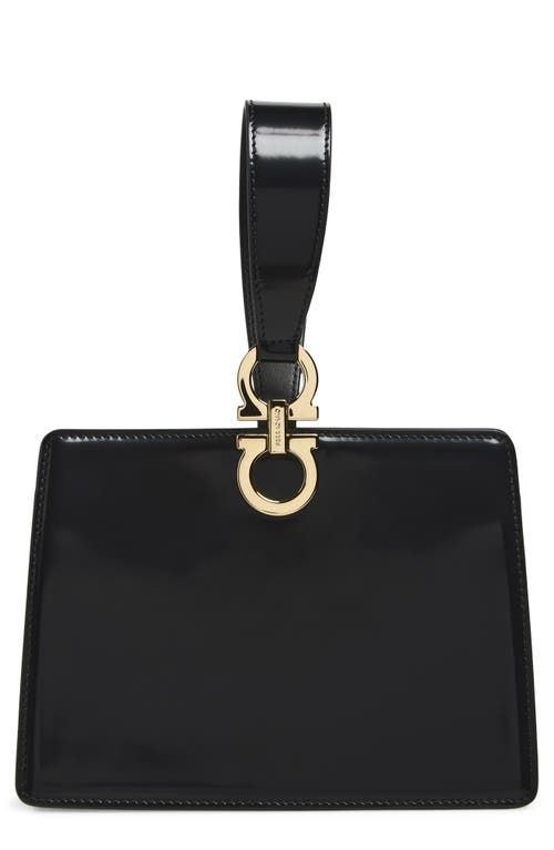 FERRAGAMO Double Gancio Leather Mini Clutch in Nero Nero Nero at Nordstrom