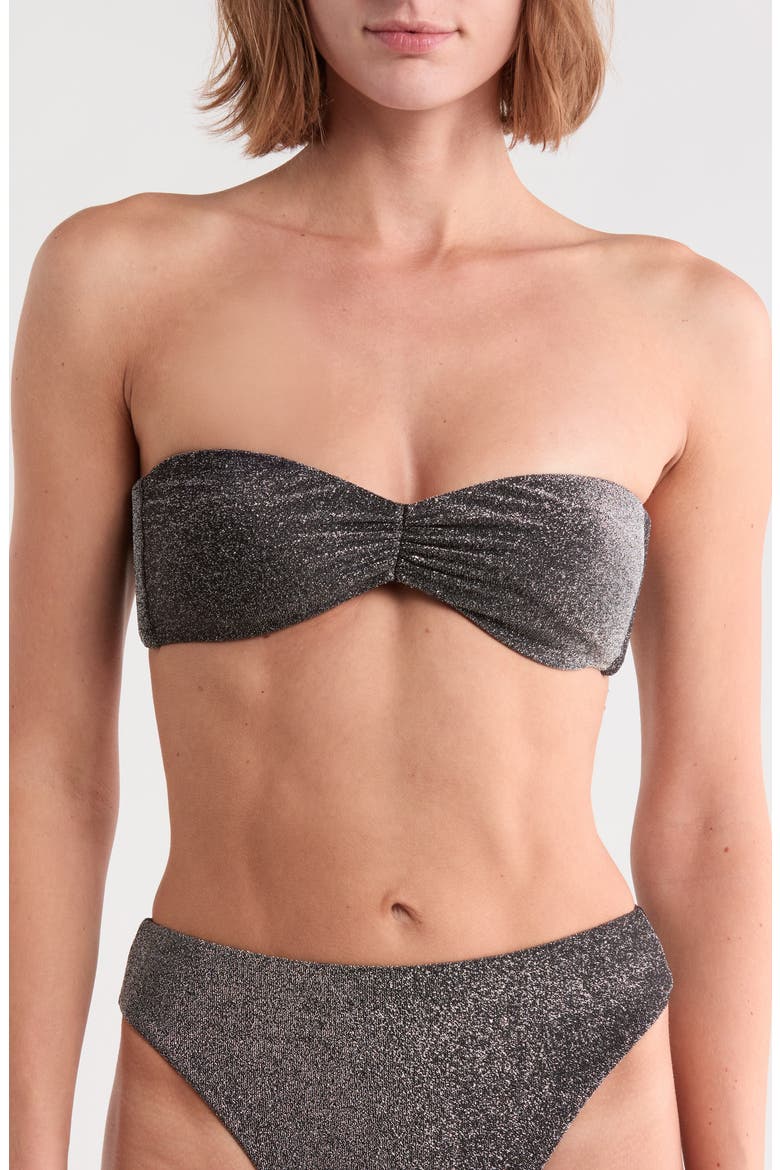 Hudson Strapless Bandeau Bikini Top, Main, color, SPARKLE BLACK