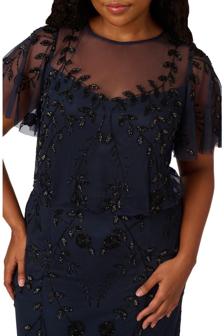 Beaded Column Gown, Alternate, color, NAVY/ BLACK
