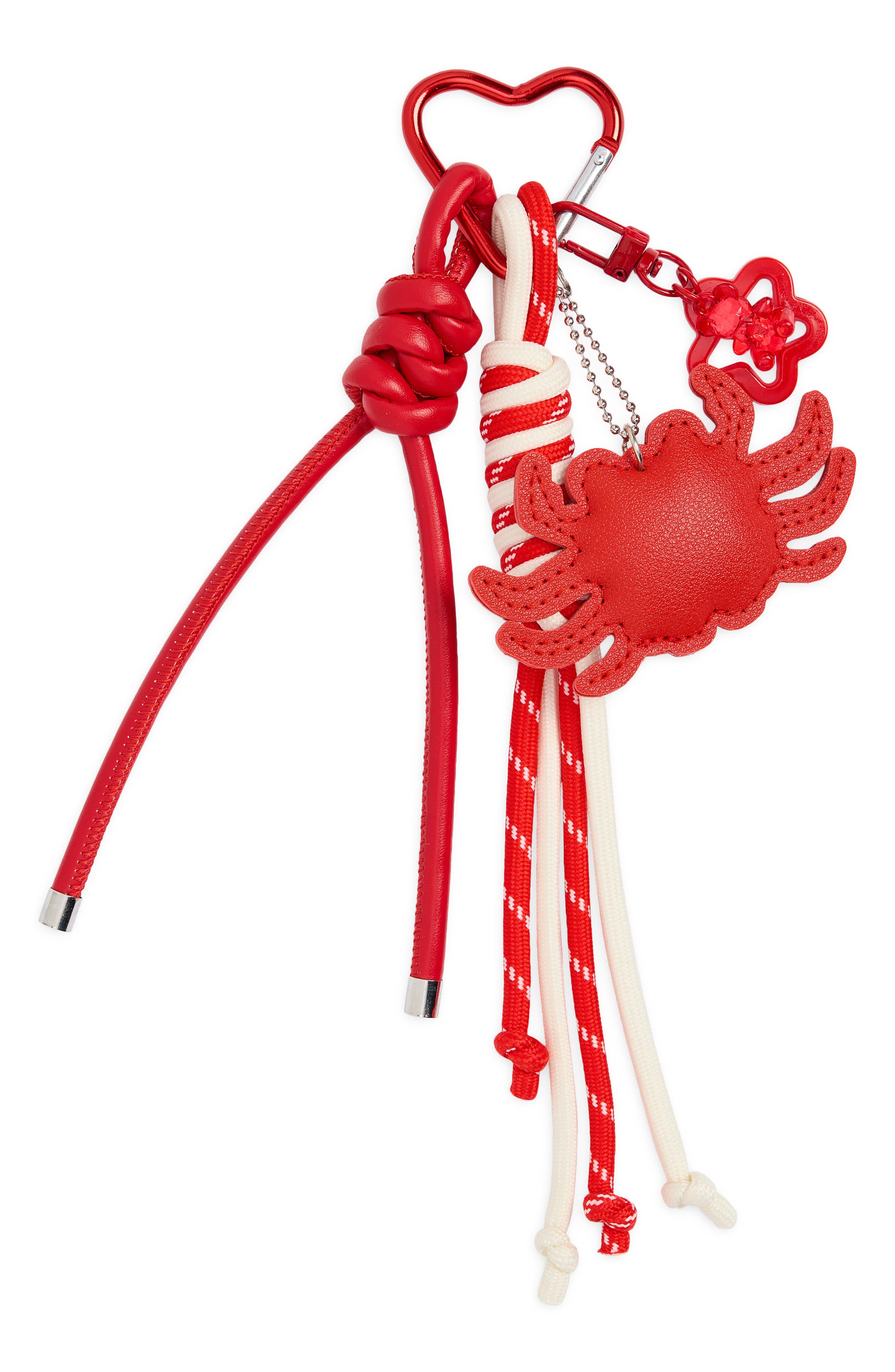 Cara Crabby Faux Leather Bag Charm, Main, color, Red