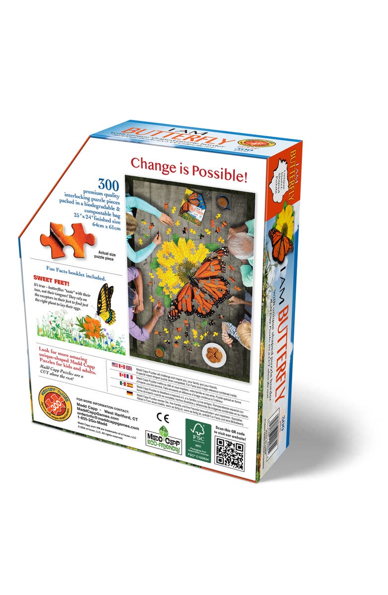 Madd Capp I Am Butterfly 300 Piece Puzzle Insect Shaped Jigsaw, Alternate, color, Multicolored