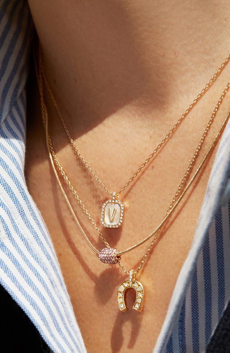 BaubleBar Initial Pendant Necklace, Alternate, color, White A