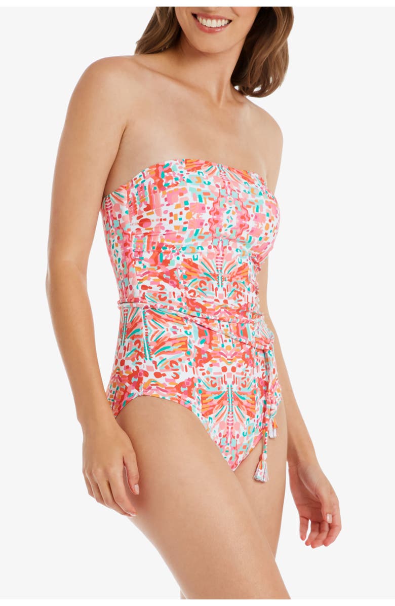 HELEN JON Tassel Belt Bandeau One-Piece, Alternate, color, Jungle De Rio