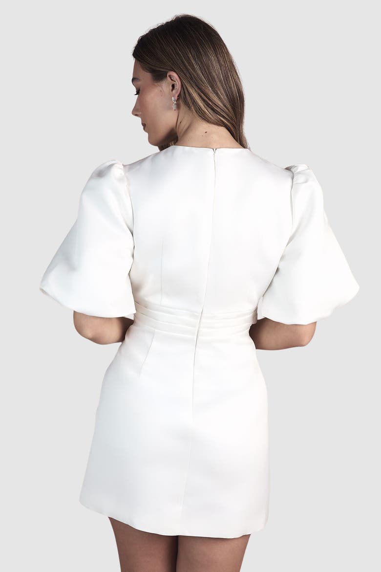 Wrap Front Short Sleeve Mini Dress, Alternate, color, Ivory