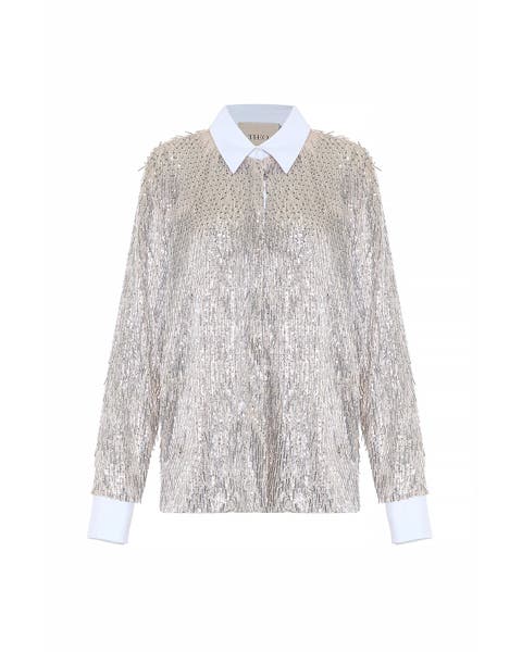 Kleio Sequin Collared Shirt