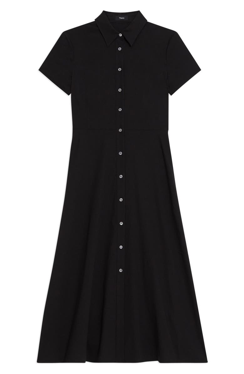 Theory Short Sleeve Linen Blend Midi Shirtdress, Alternate, color, 