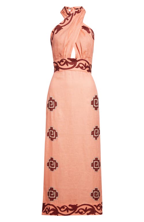 Johanna Ortiz Energetic Patterns Linen Halter Dress In Pink