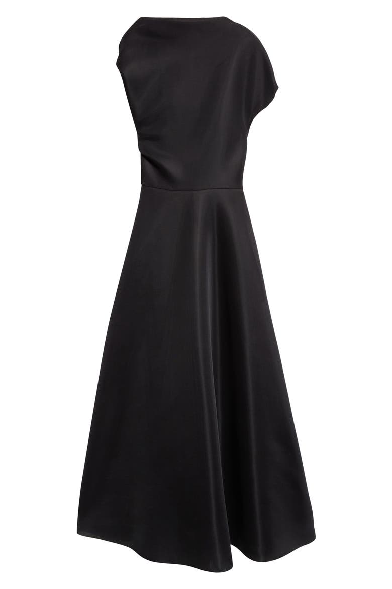 Genevieve Draped Georgette Dress, Alternate, color, BLACK